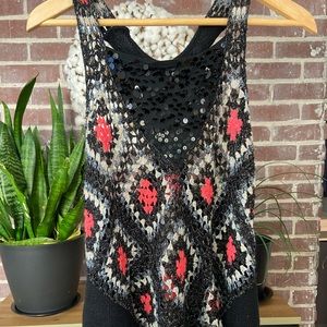 Free People Crochet & Sequin Halter Top